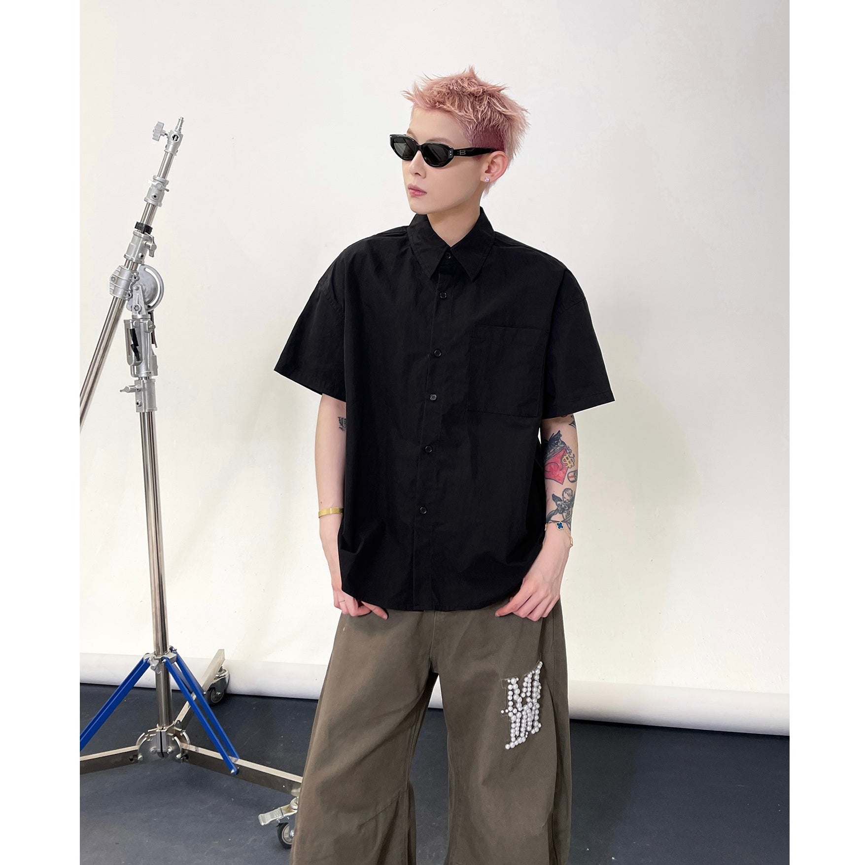 Solid Color Short Sleeve Shirt EAT135