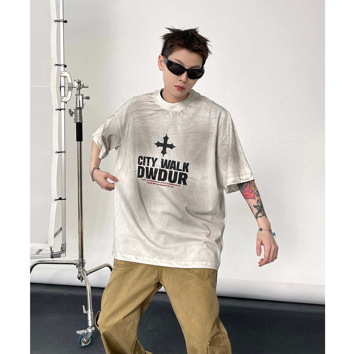 Vintage Distressed Wash Print T-shirt EAT126