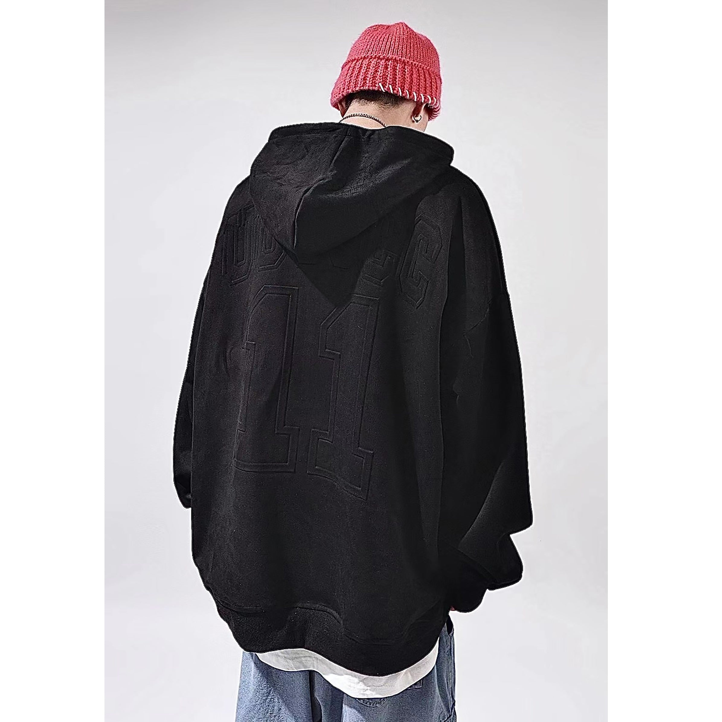 Letter-embossed Oversize Hoodie UU7003