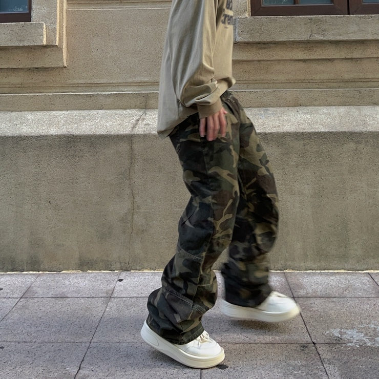 Street Loose Straight Camouflage Pants FT8004