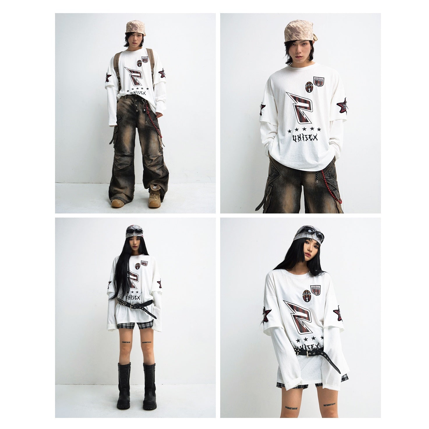 Racing Embroidery Fake Two Long Sleeve T-Shirts MB7319