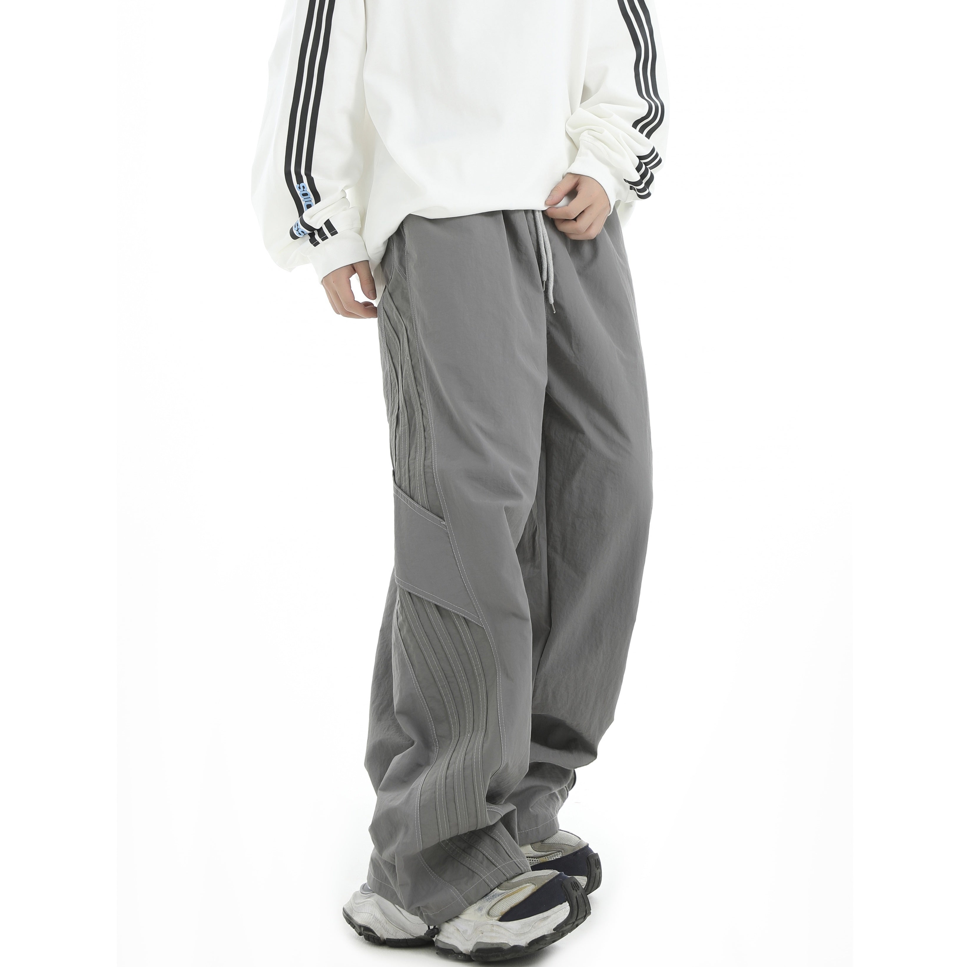 Stitched Striped Casual Paratrooper Pants IN7037