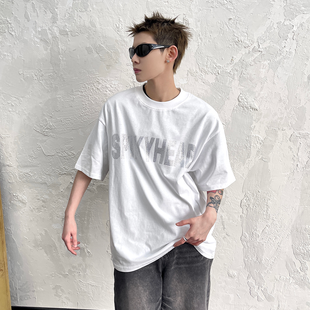 RhineStone Letter Print T-Shirt EAT106