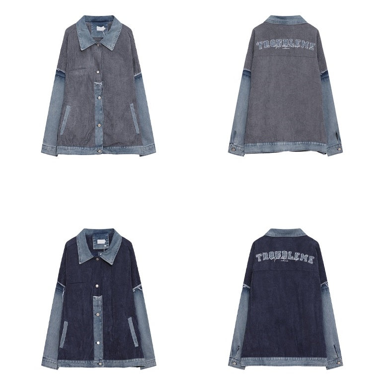 Corduroy Patchwork Denim Jacket MB7139