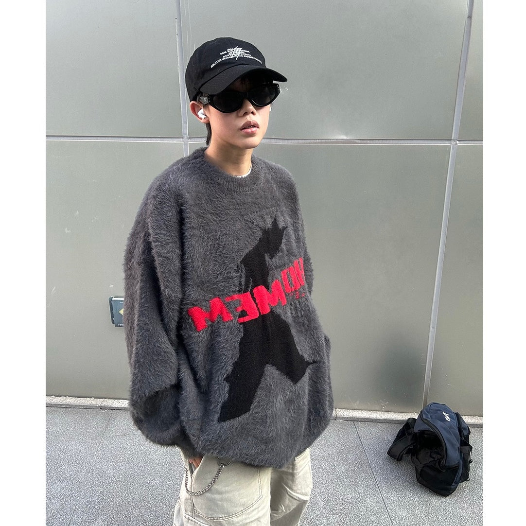 Street Pedestrian Letter Jacquard Loose Sweater MB7133