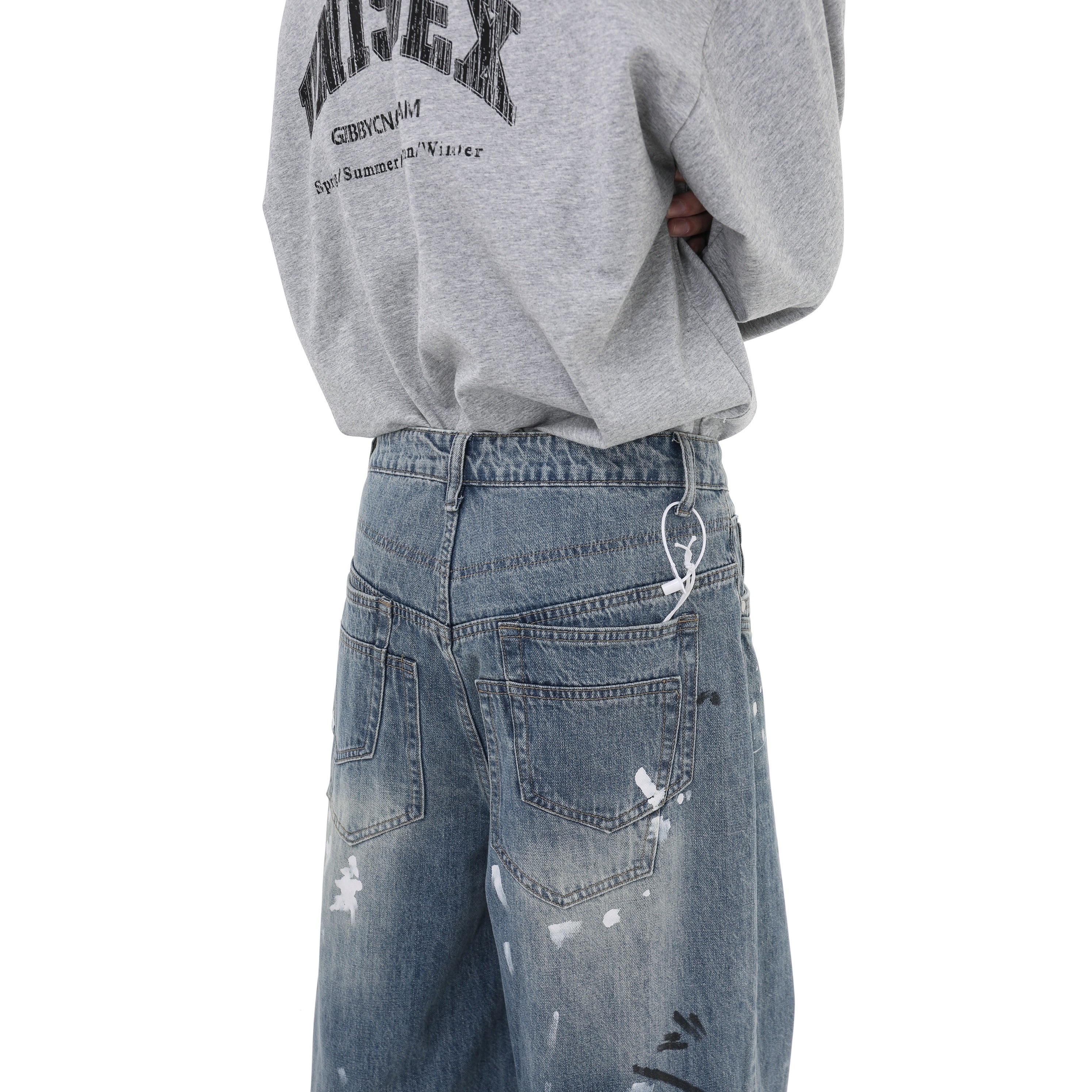 Paint Splashed Straight Loose Jeans GB7007