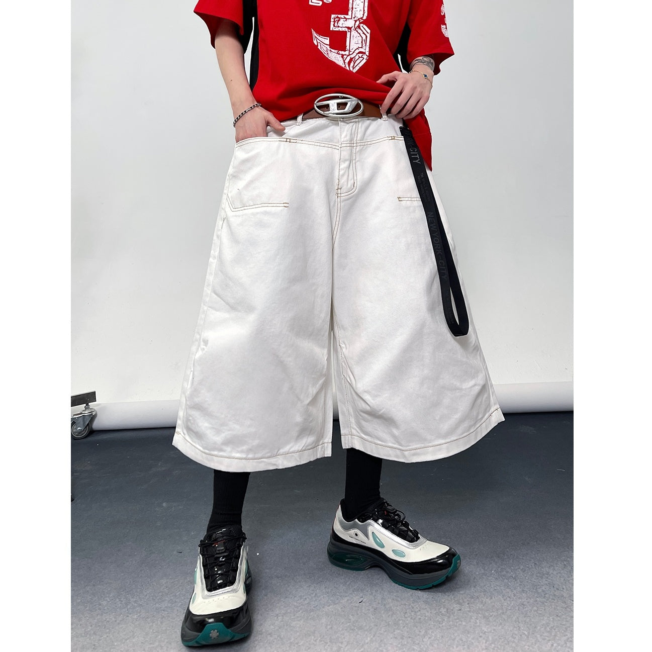 Washed Wide-leg Work Cropped Pants EAT118