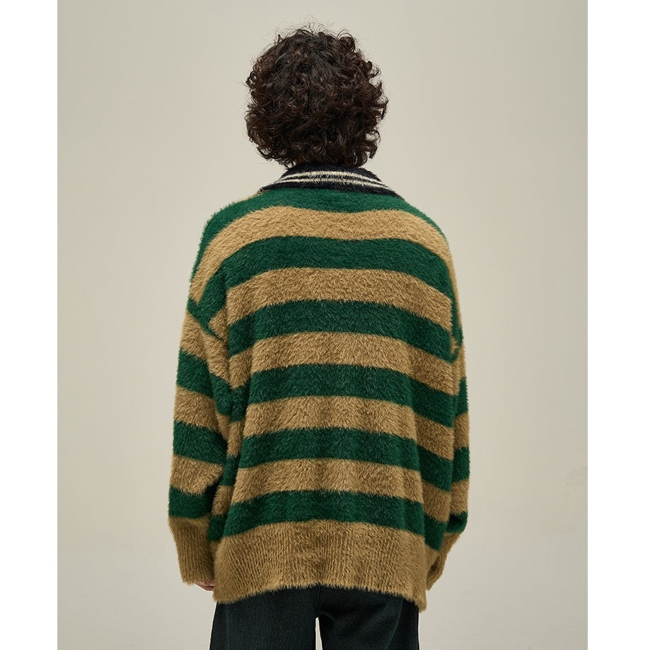 College Style Oversize Knitted Border Sweater MB7279