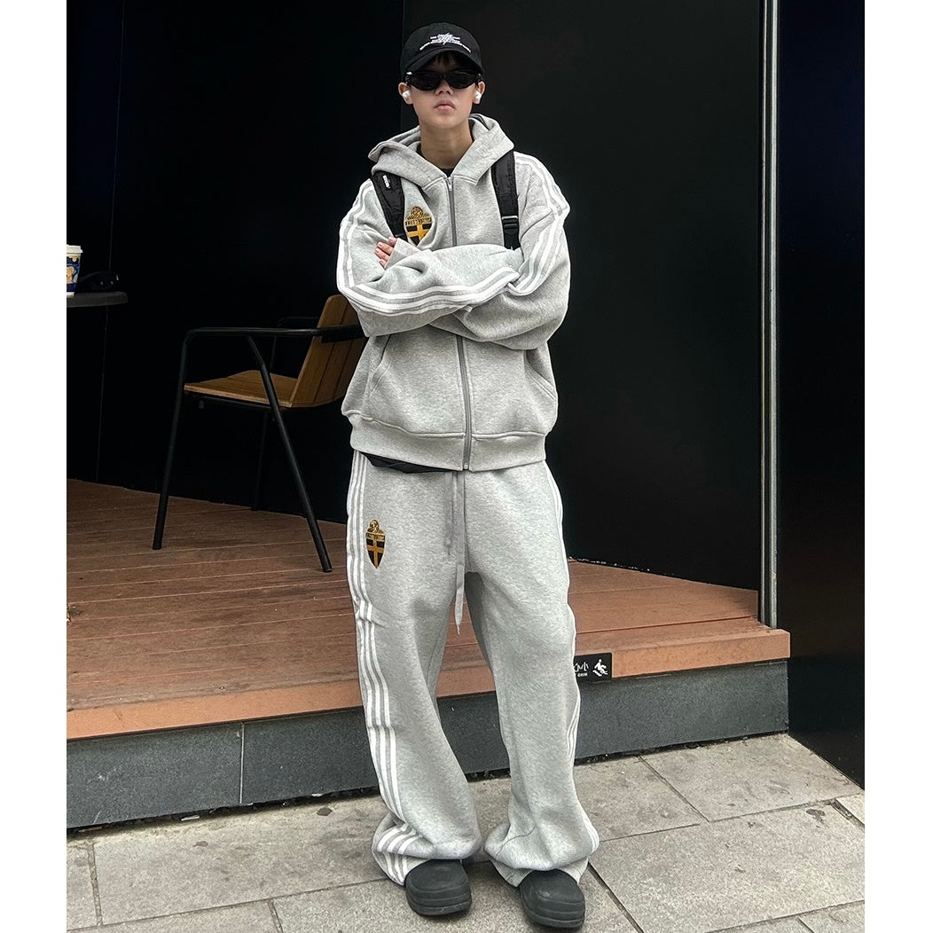 【上下別売り】Three-Bar Loose Casual Zip-up Hooded Parka ＆ Sweat Pants MB7167