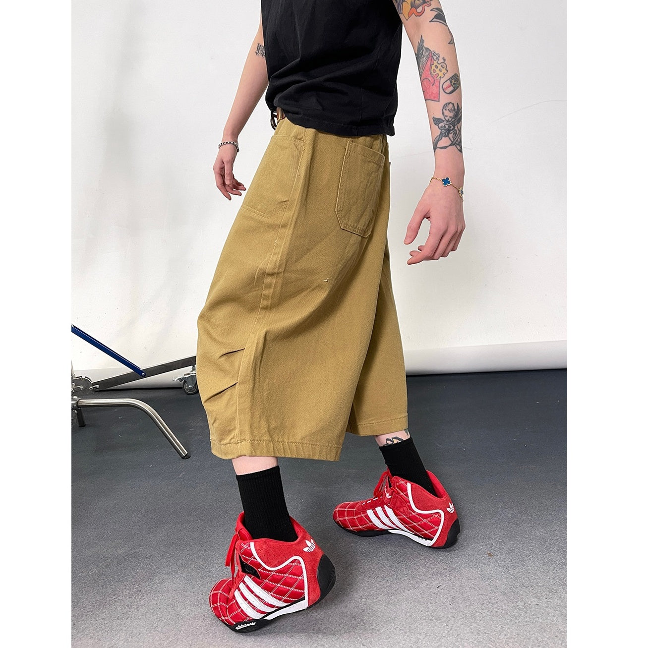Washed Wide-leg Work Cropped Pants EAT118
