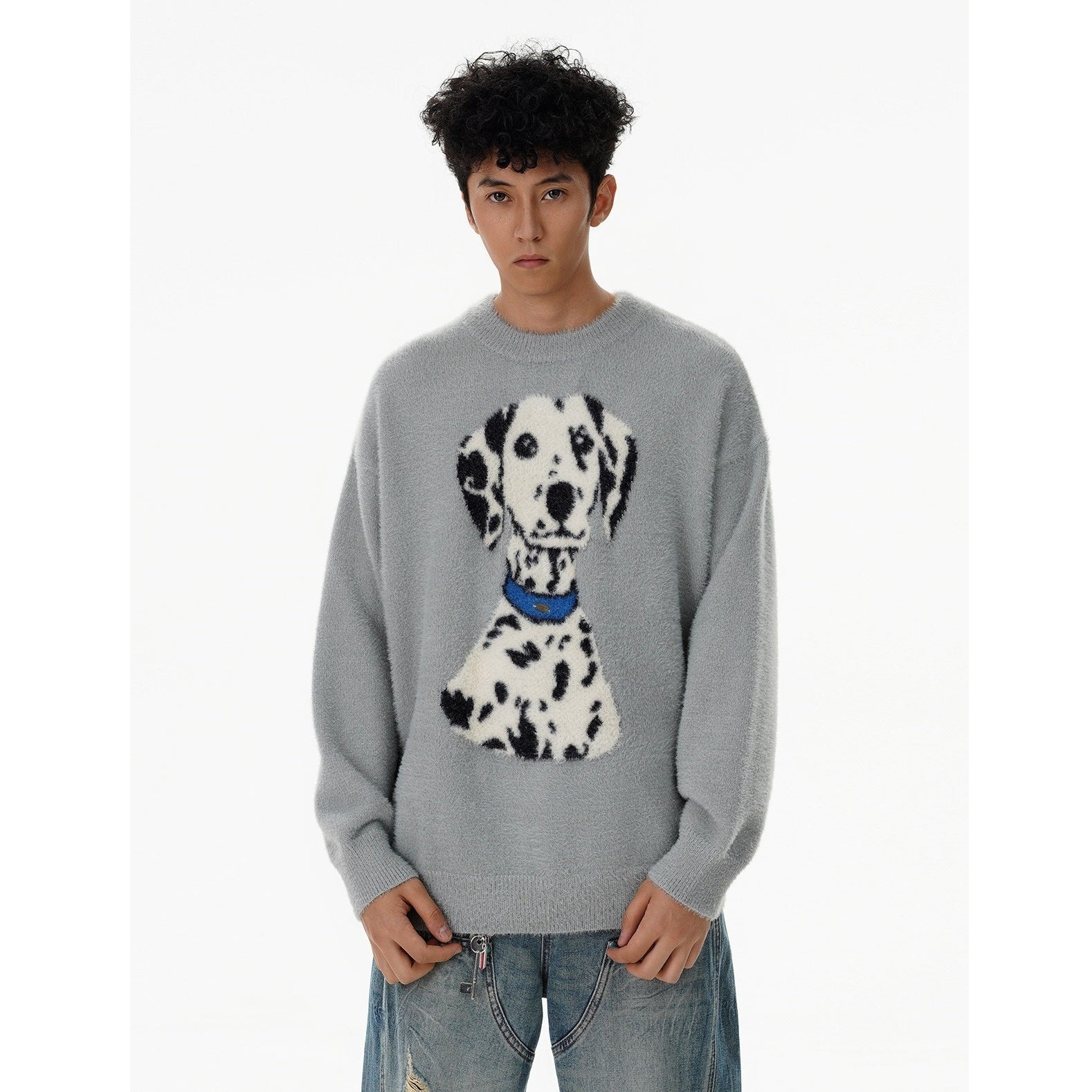 Dalmatian Jacquard Fluffy Knitted Sweater MB7282