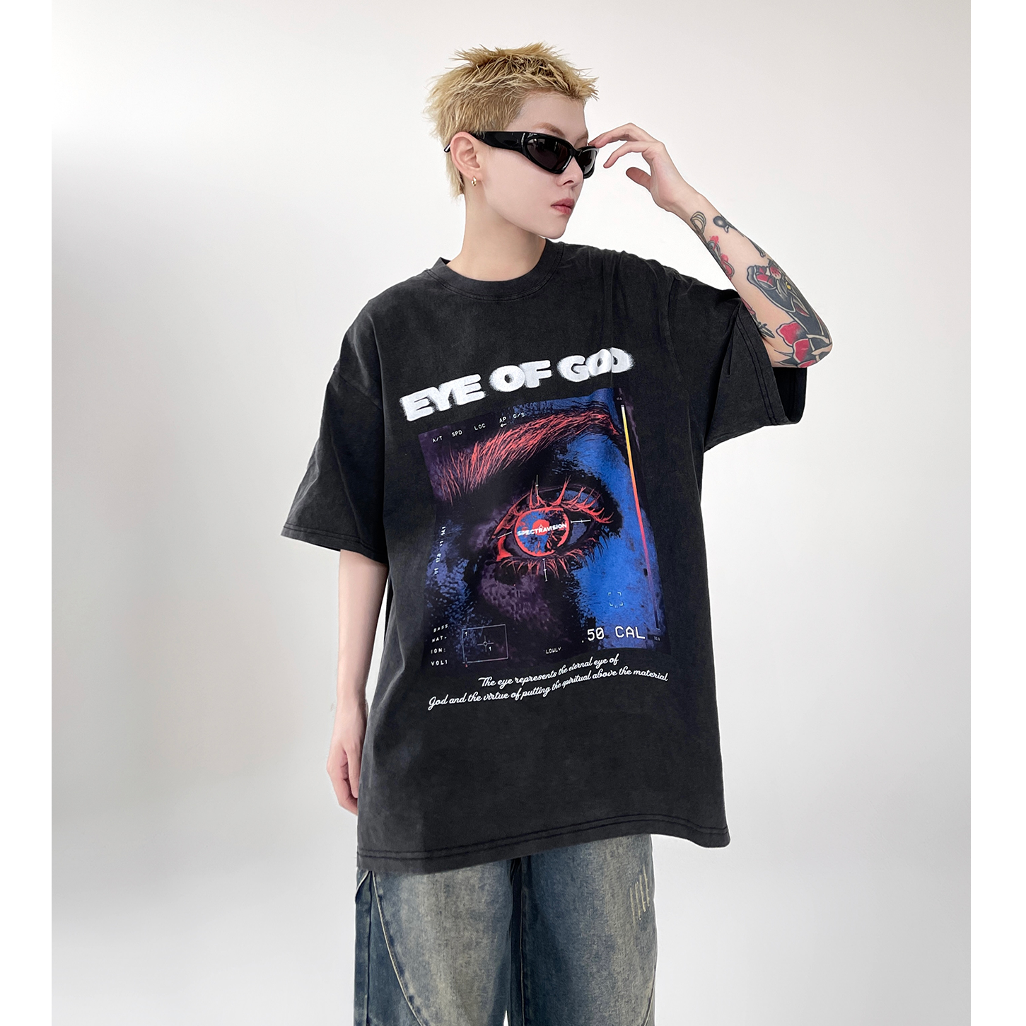 EYE OF GOD Vintage Wash Print T-Shirt EAT014