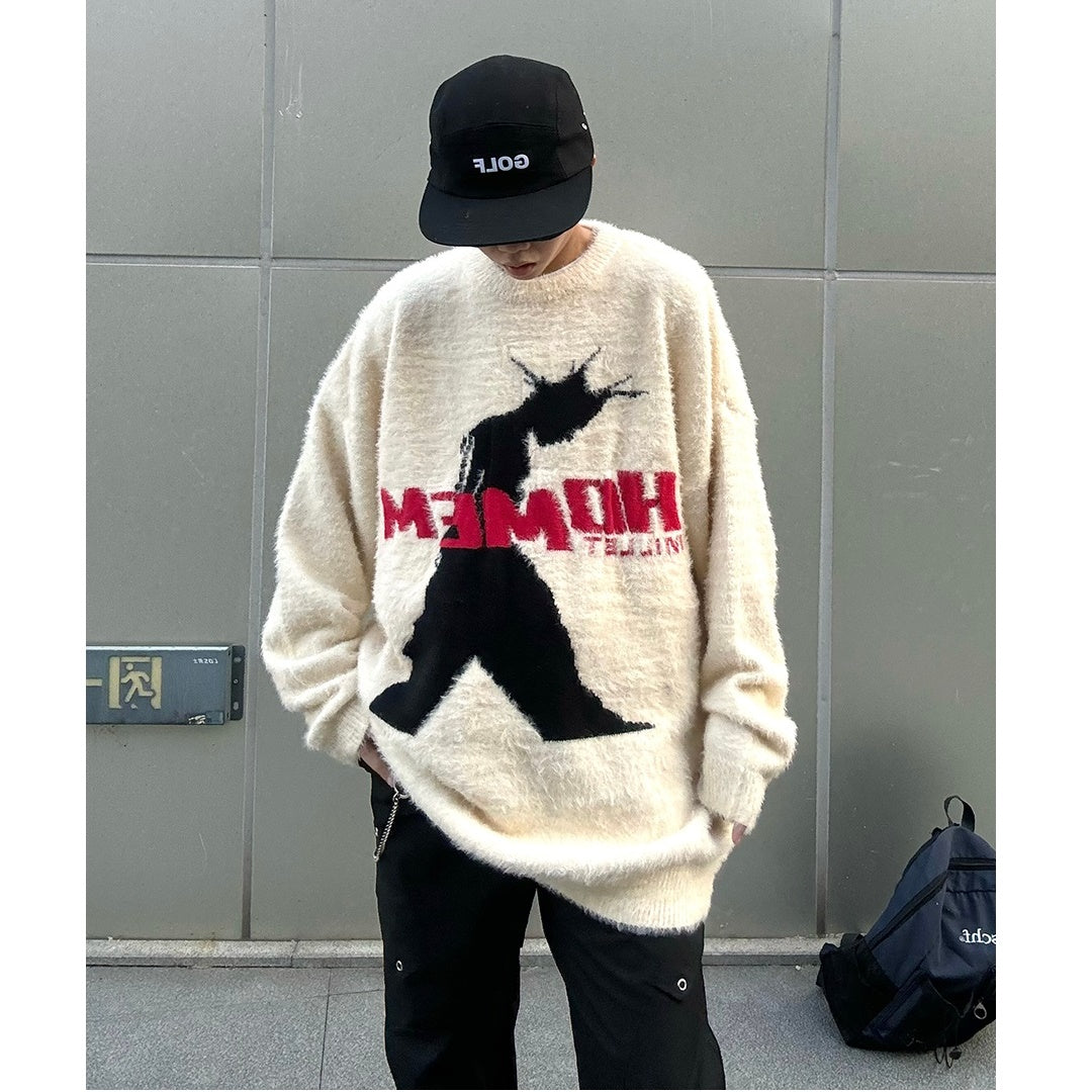 Street Pedestrian Letter Jacquard Loose Sweater MB7133