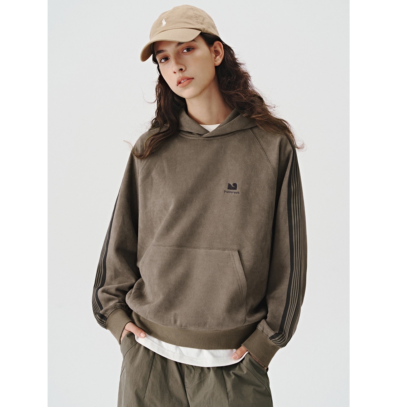 Imitation Suede Touch Line Hoodie MB7138