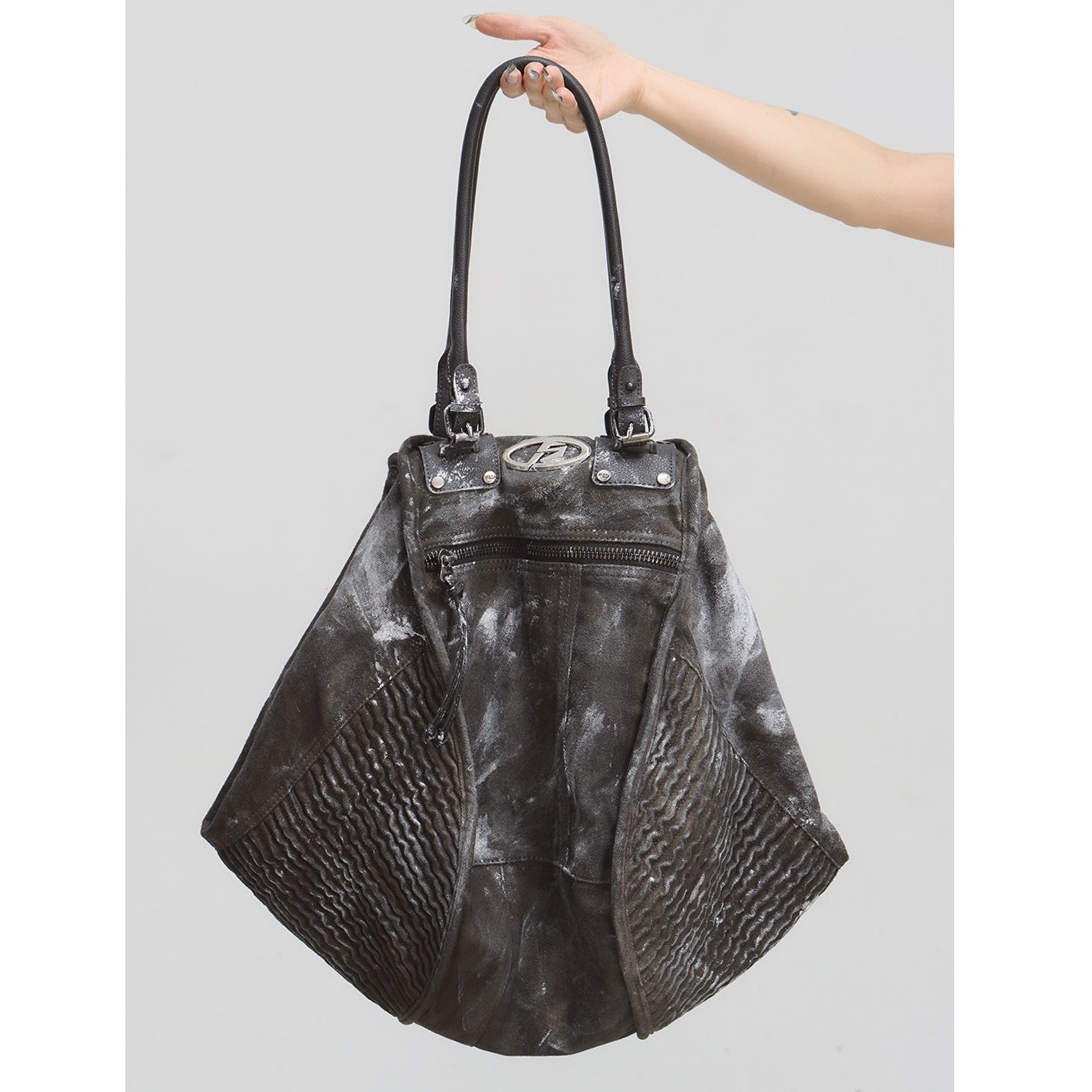 Dirty-dyed Pleated Shoulder Bag MB7071