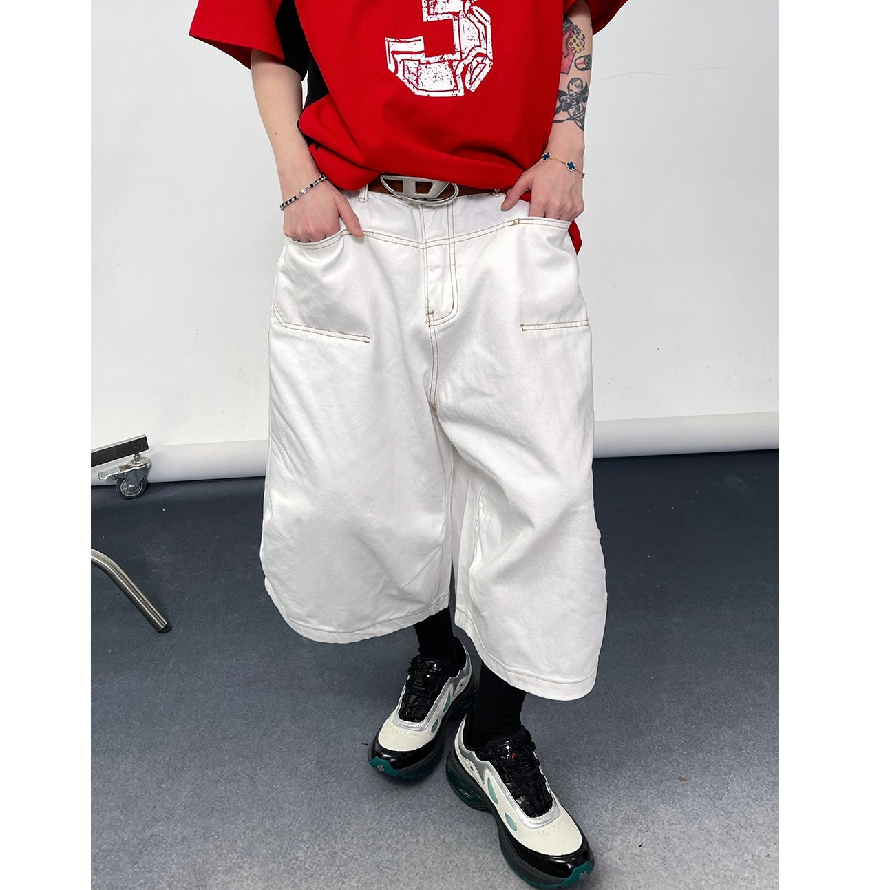 Washed Wide-leg Work Cropped Pants EAT118