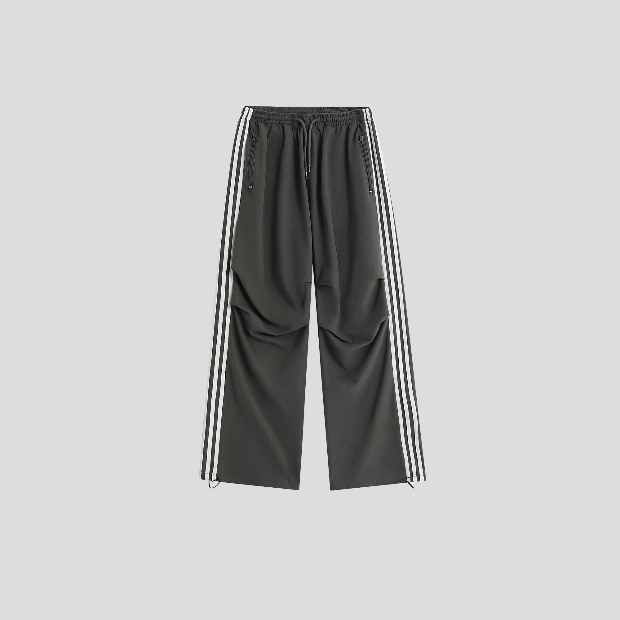 Pleated Three-Bar Loose Track Pants IN7002