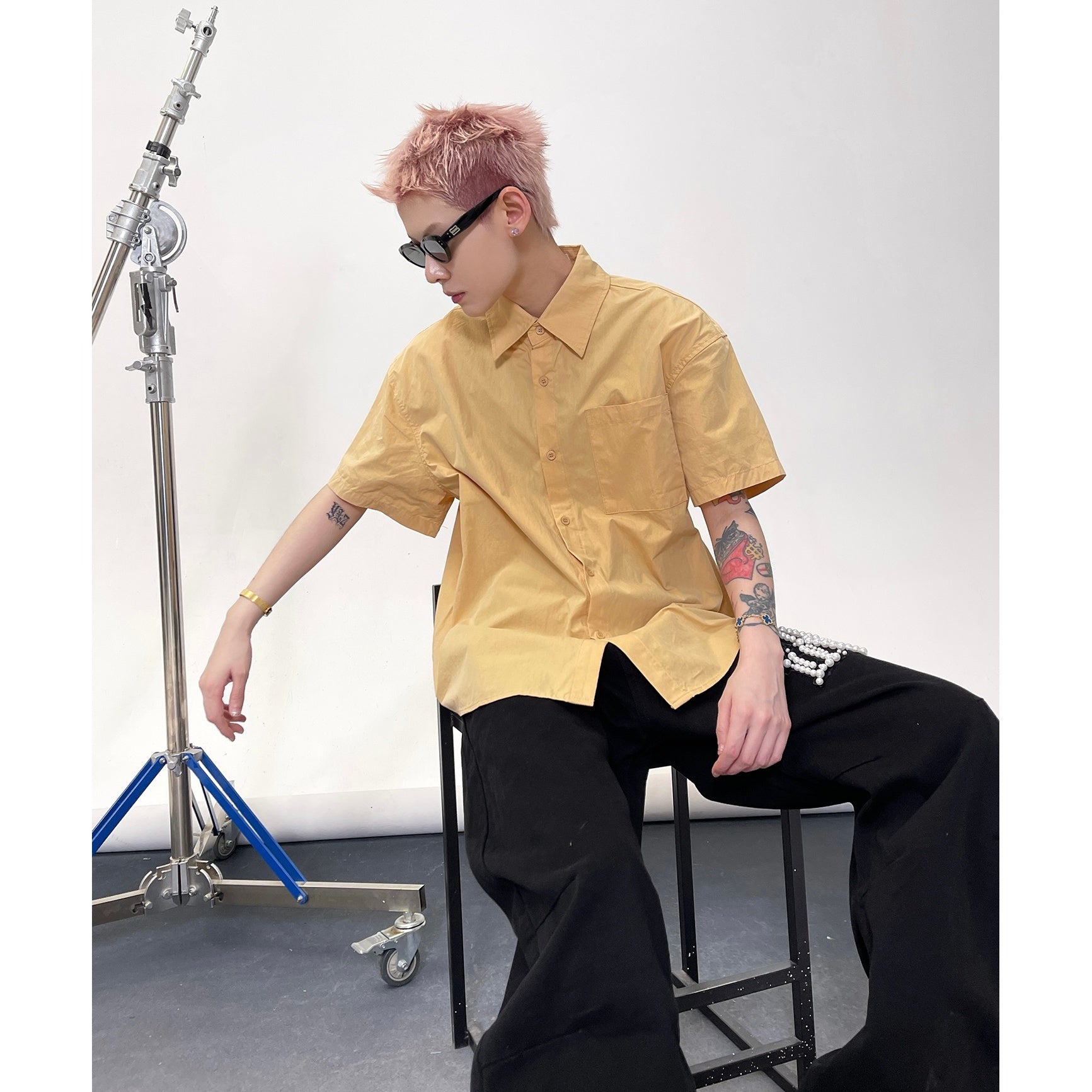 Solid Color Short Sleeve Shirt EAT135