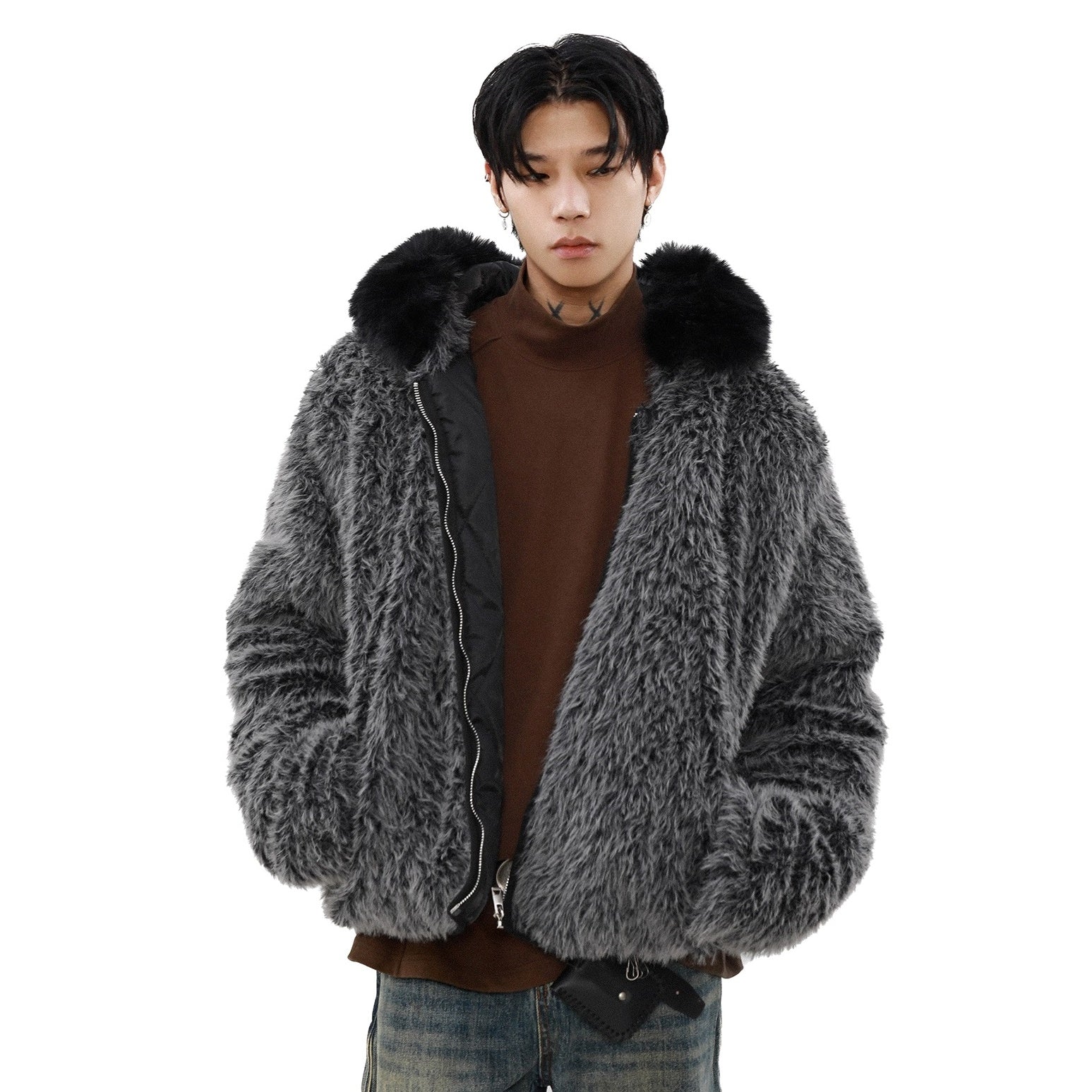 Detachable Fur Collar Fake Fur Jacket MB7298