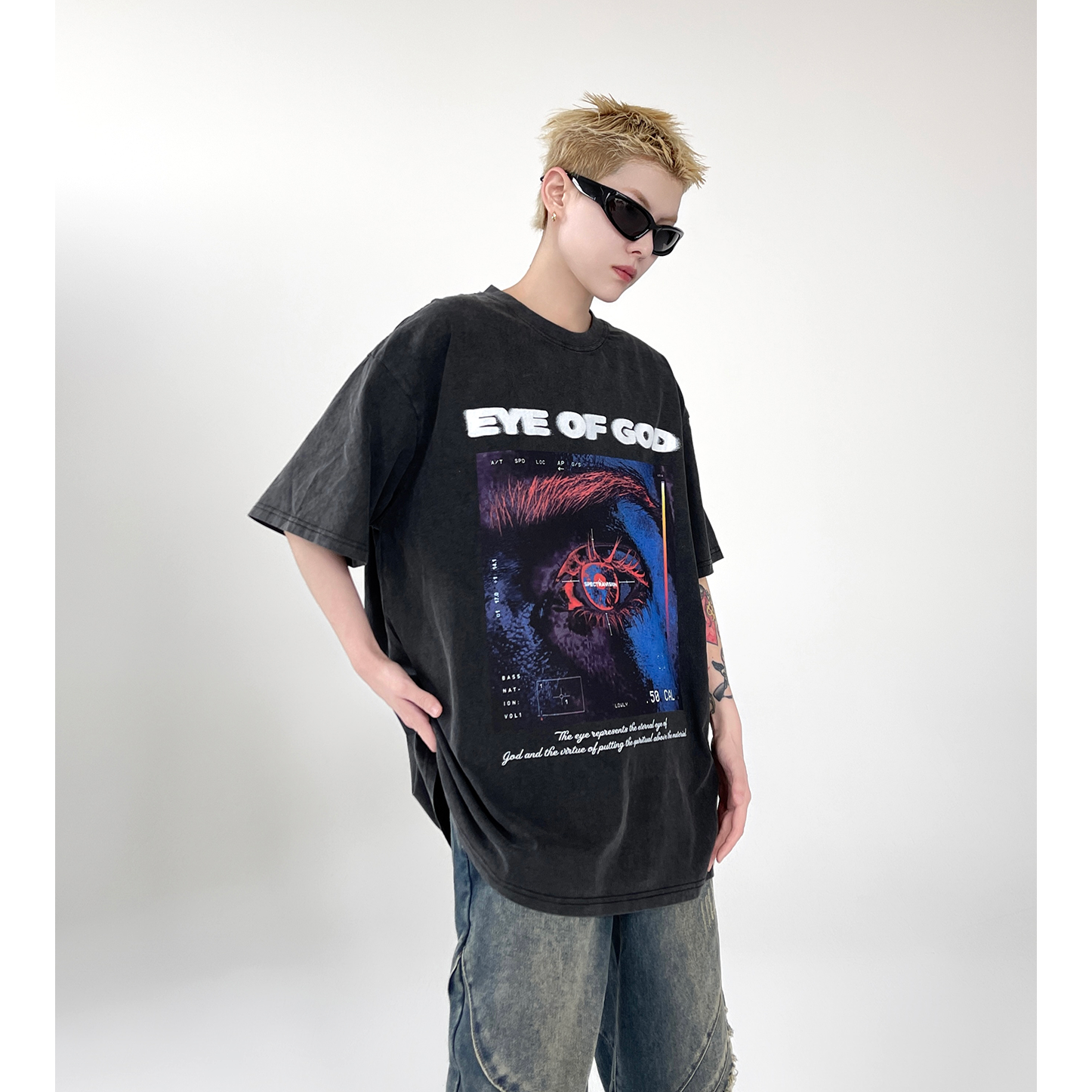 EYE OF GOD Vintage Wash Print T-Shirt EAT014