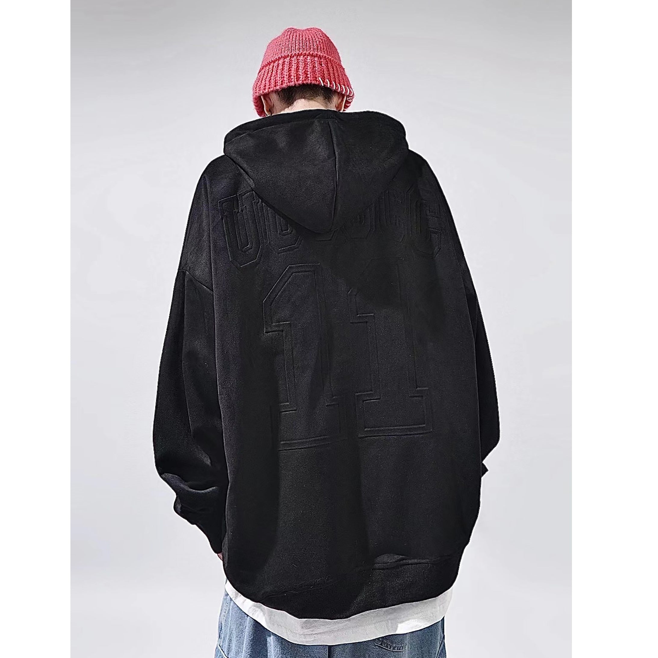 Letter-embossed Oversize Hoodie UU7003