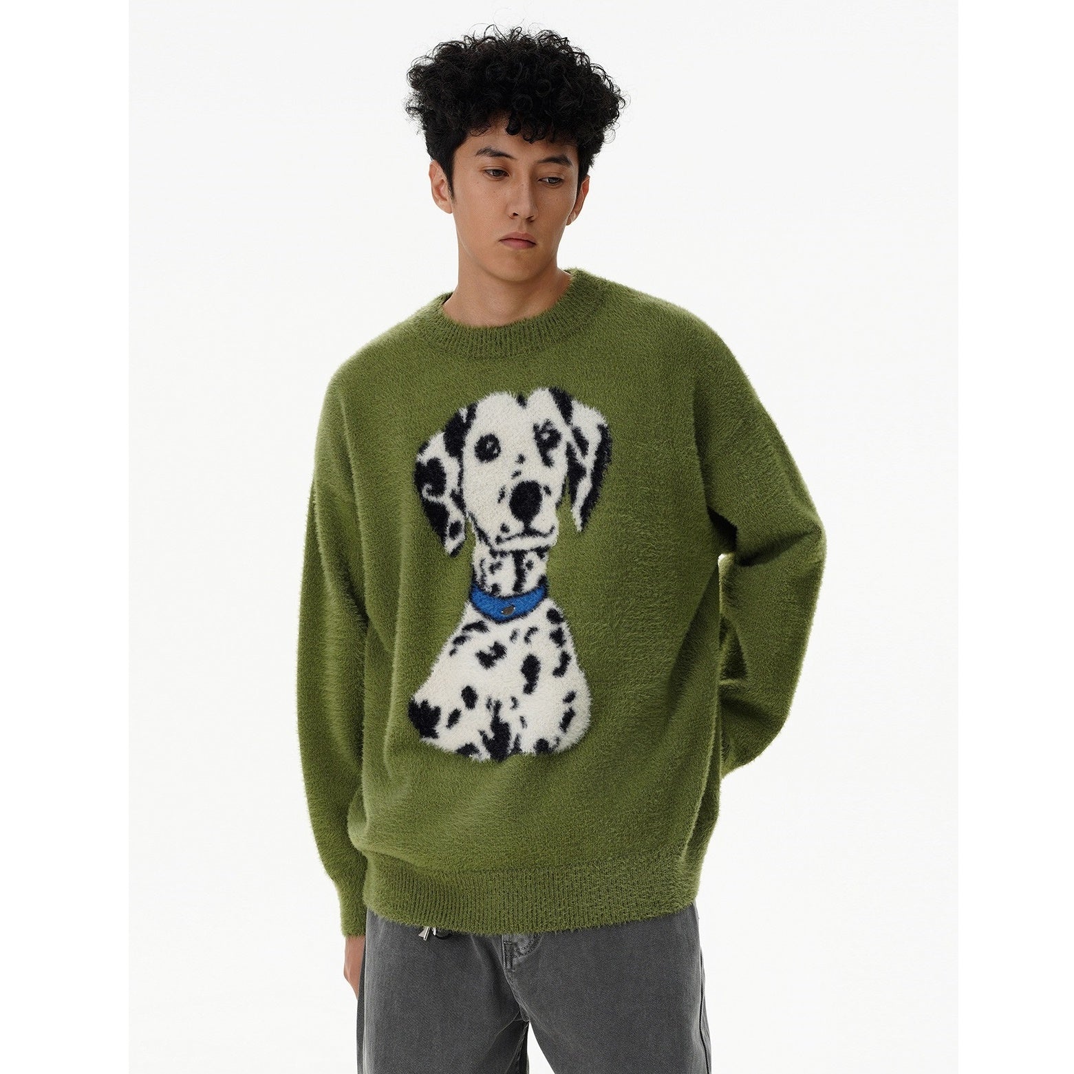 Dalmatian Jacquard Fluffy Knitted Sweater MB7282