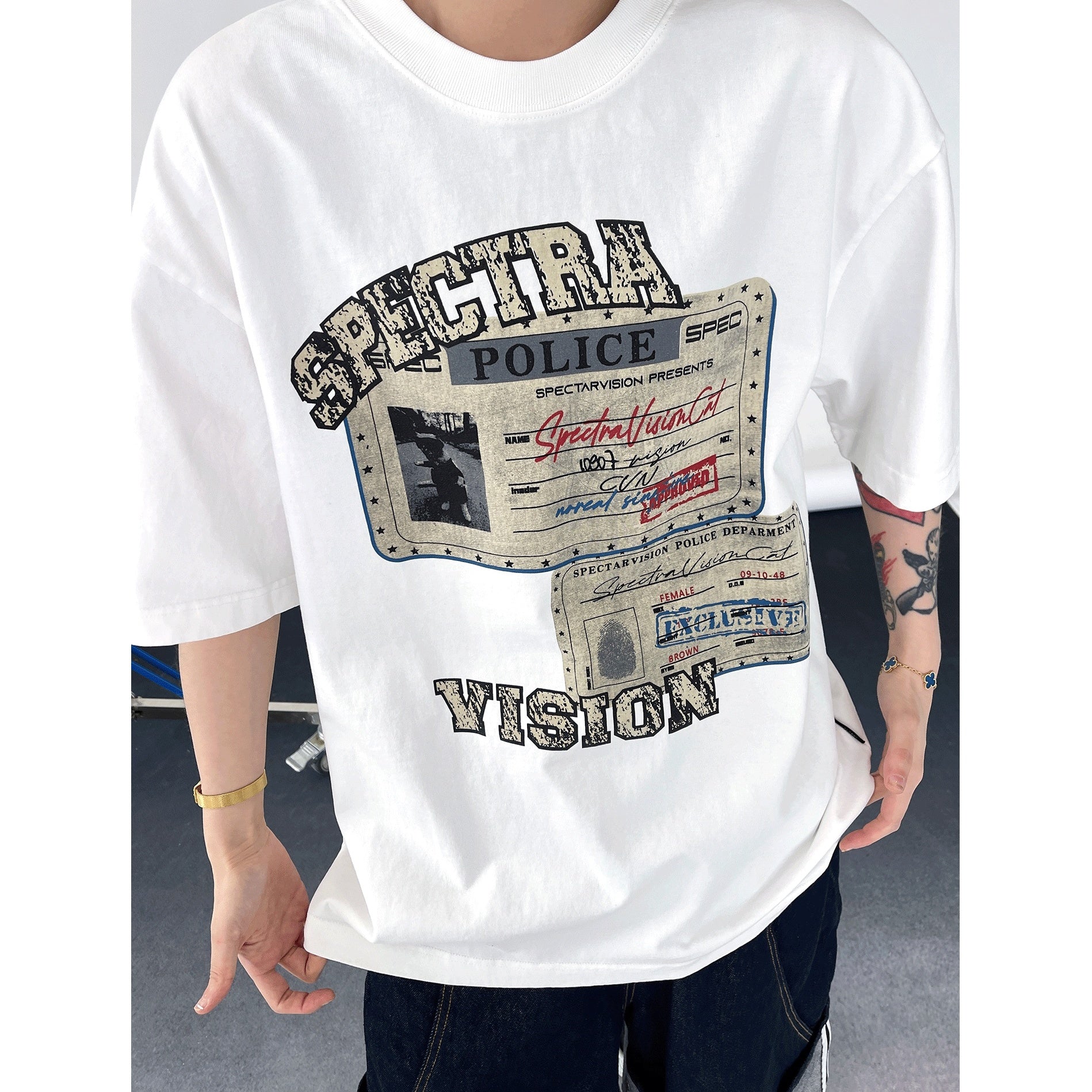 Vintage Stamp Print T-shirt EAT127