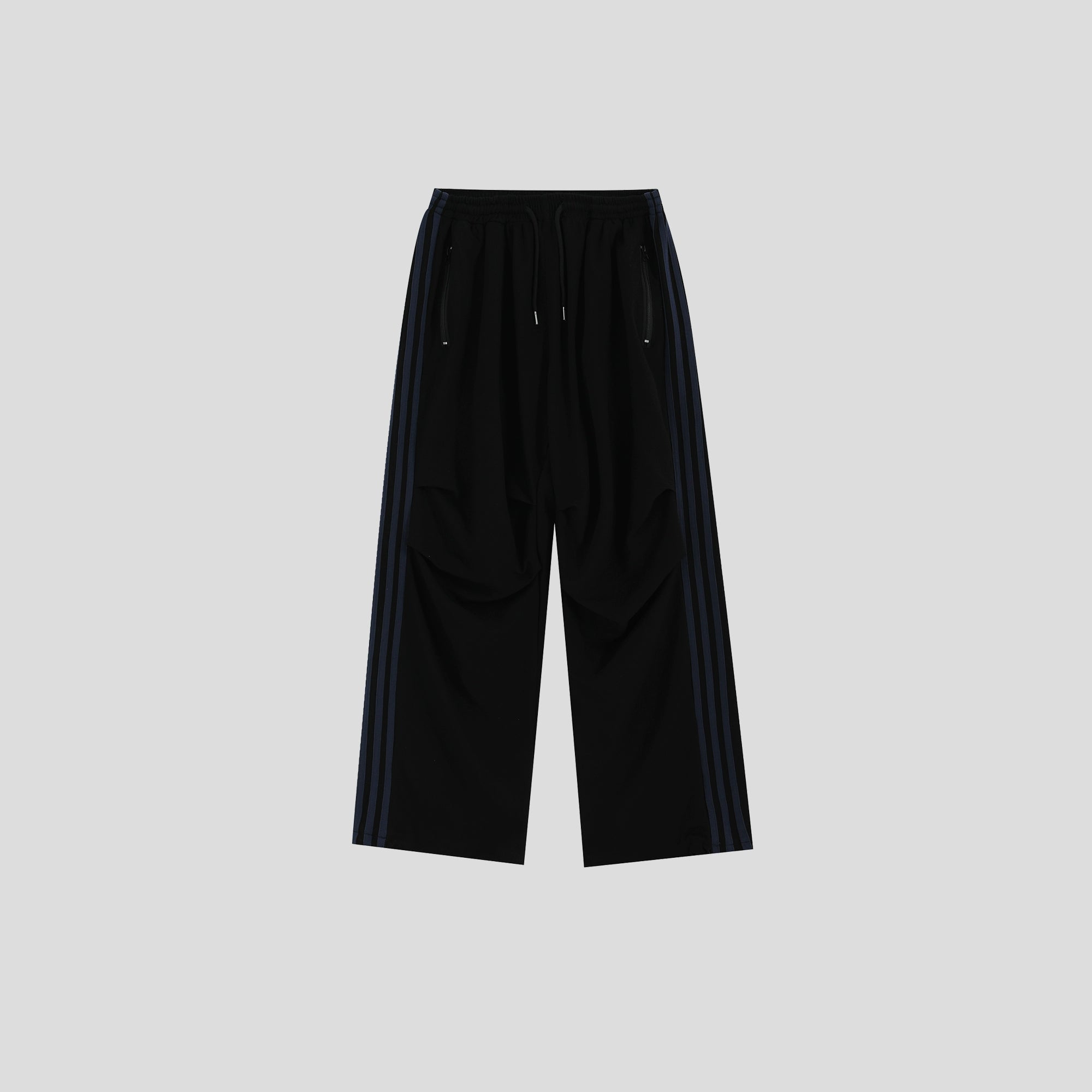 Pleated Three-Bar Loose Track Pants IN7002