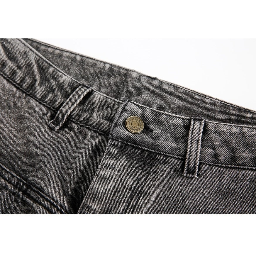 Retro Pocket Design Wash Straight Jeans MB7187