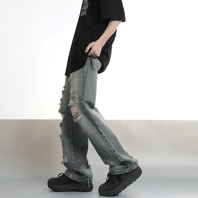 Ripped Loose Straight Jeans MB7008