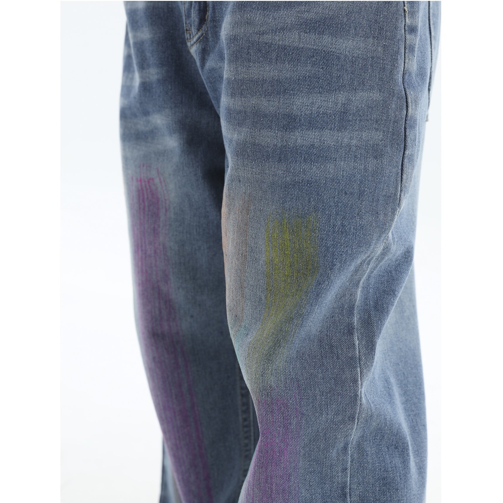 Painted Graffiti Washed Loose Straight Jeans IN7043