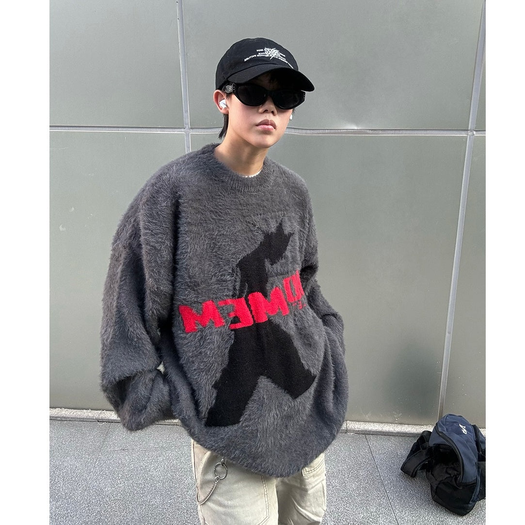 Street Pedestrian Letter Jacquard Loose Sweater MB7133