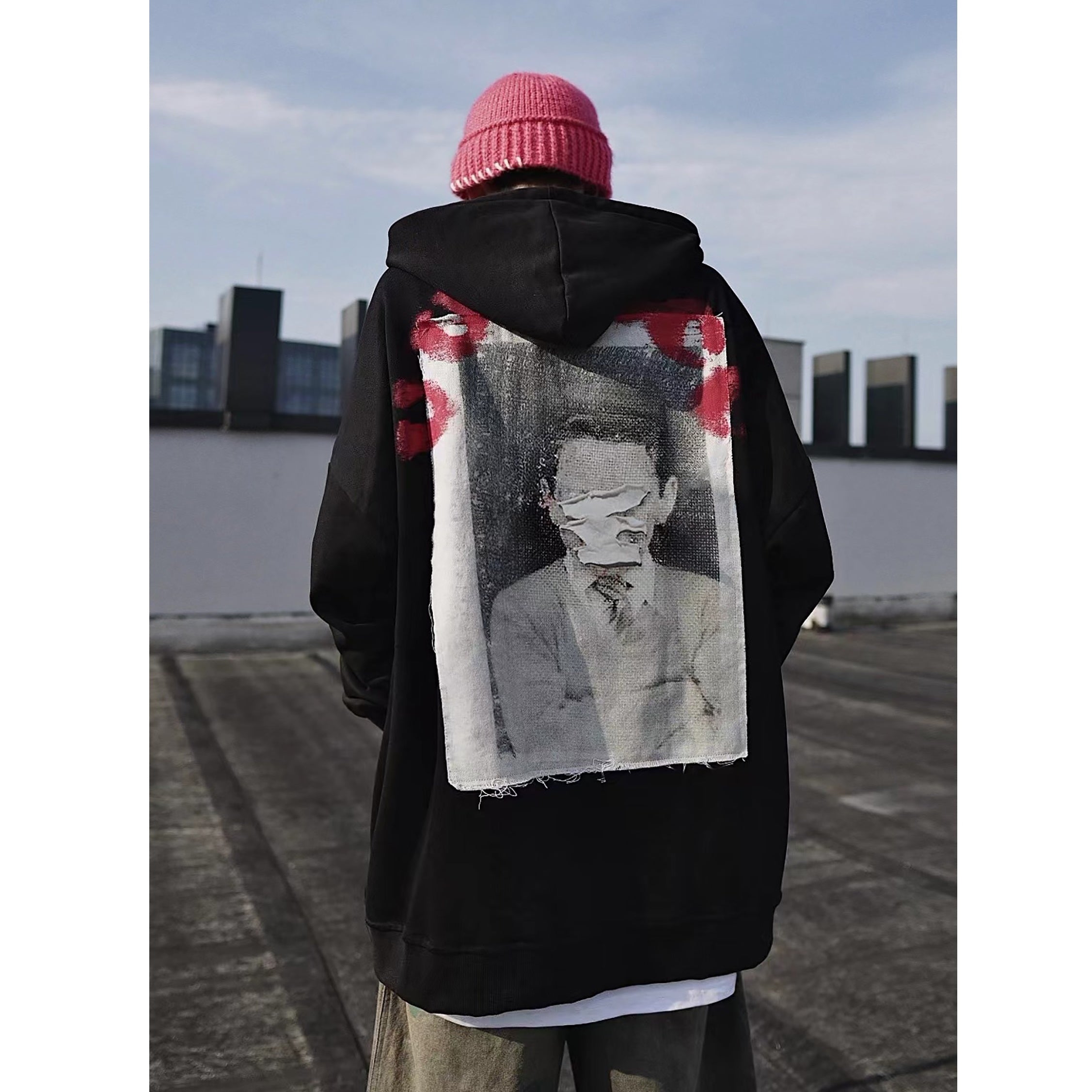 Oversize Street Back Patch Hoodie UU7010