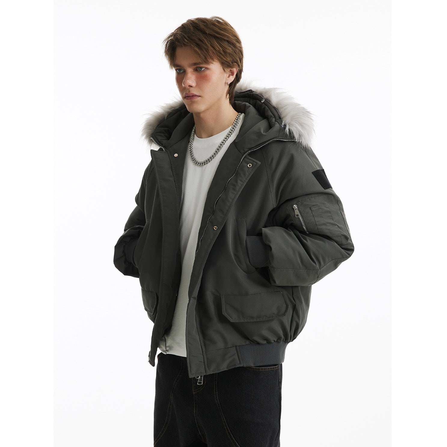 Fur Collar Hooded Thickened Padded Jacket MB7252