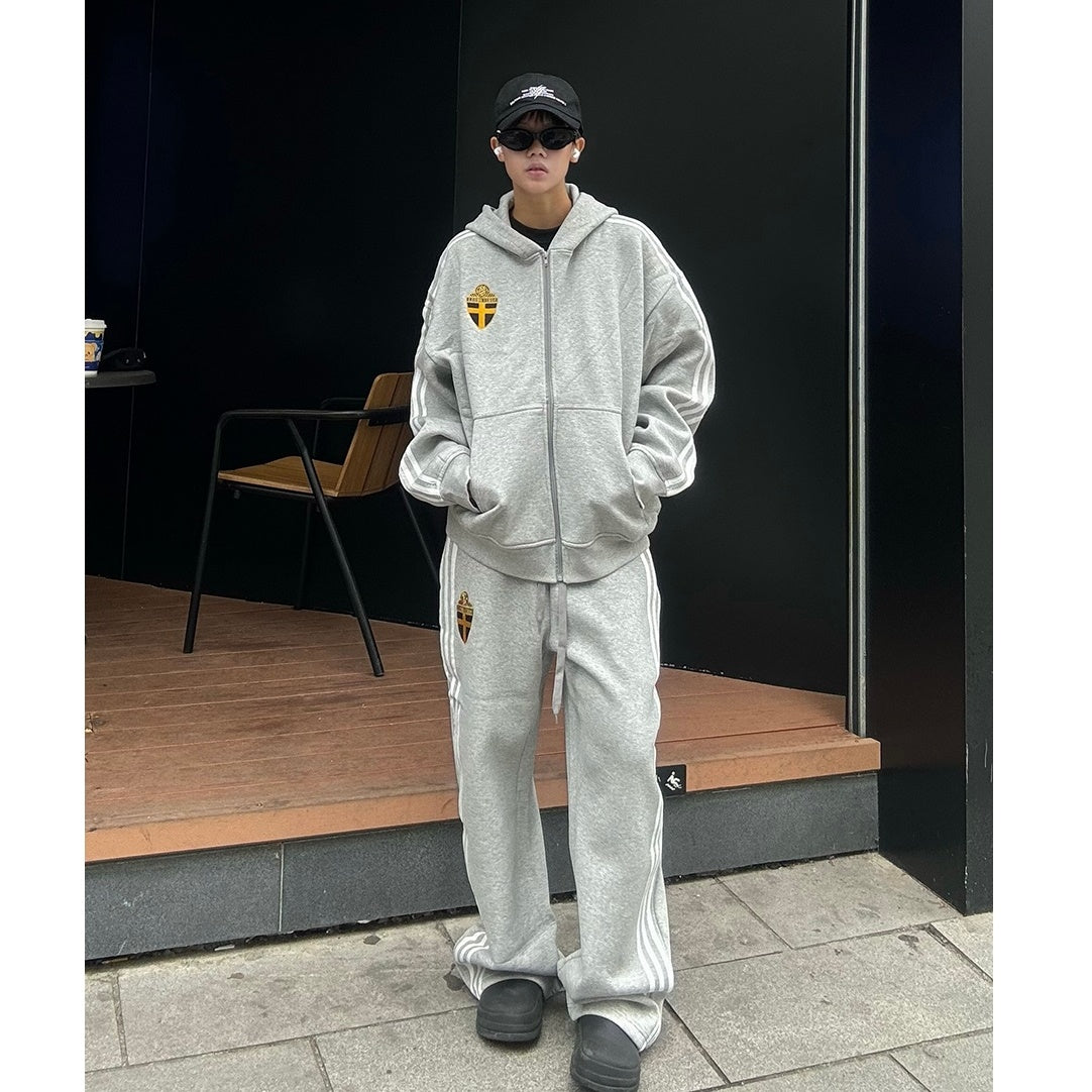 【上下別売り】Three-Bar Loose Casual Zip-up Hooded Parka ＆ Sweat Pants MB7167