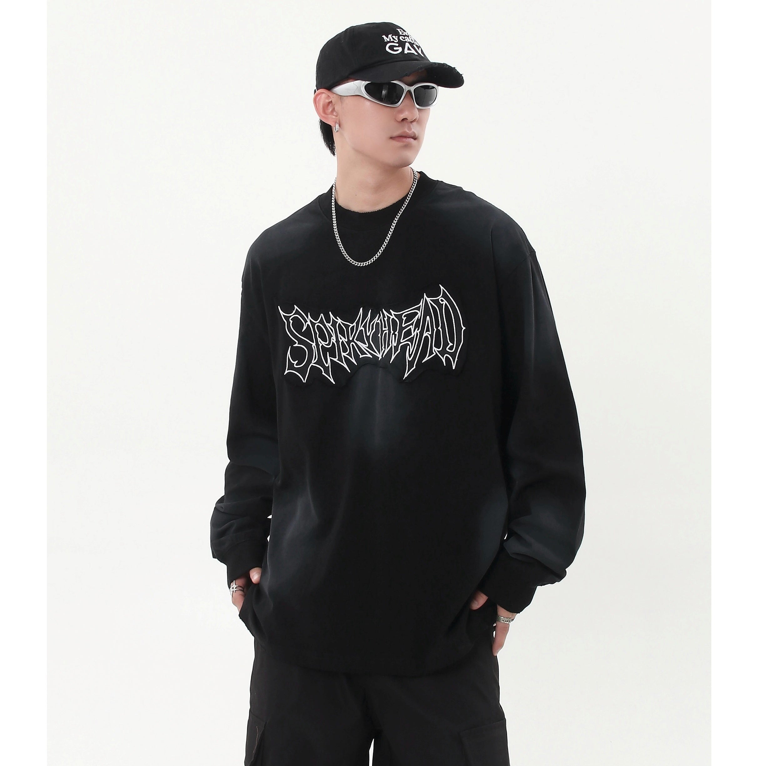 Street Dirty Patch Embroidery Long Sleeve T-Shirt MB7030