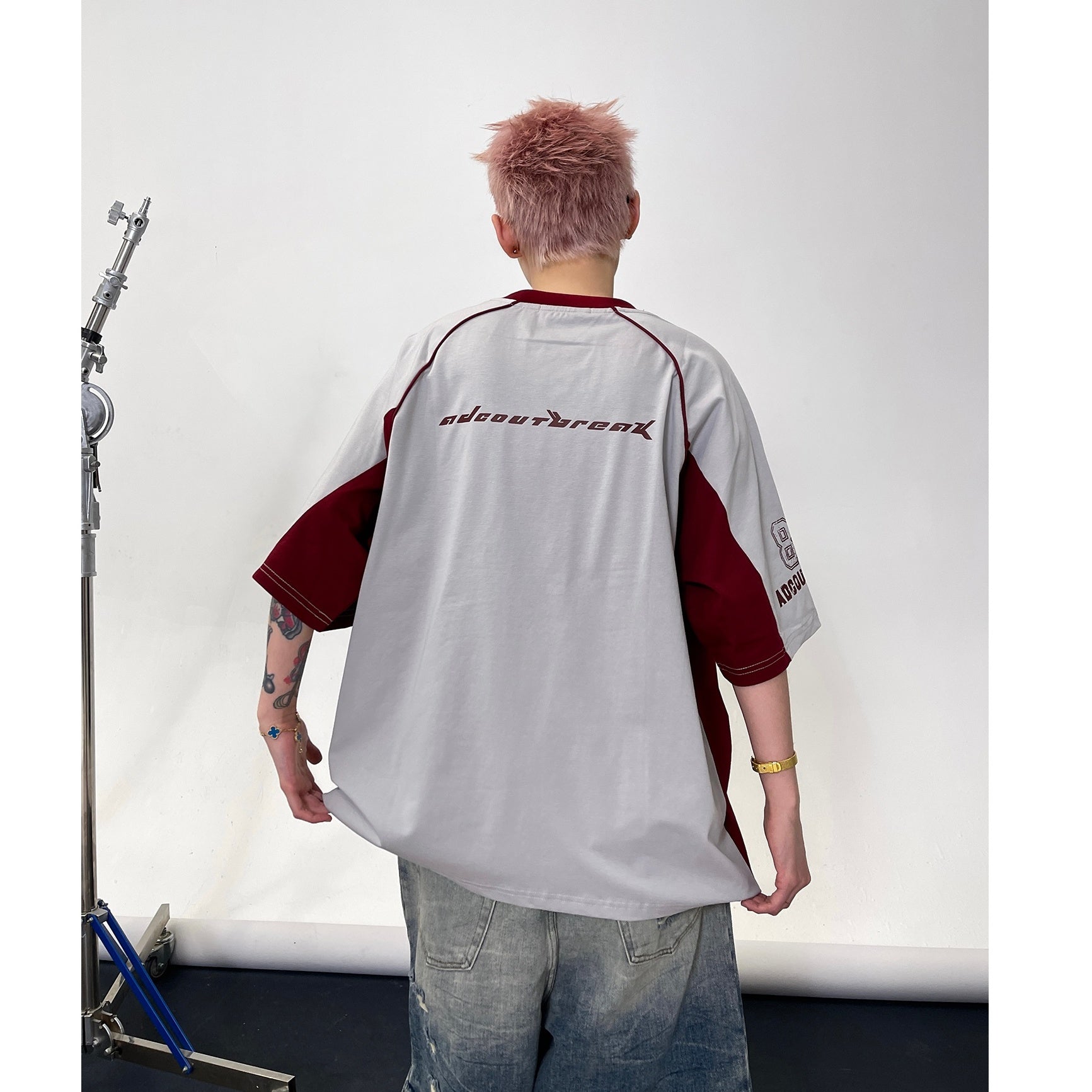 Racing Style Contrast Stitching T-shirts EAT139