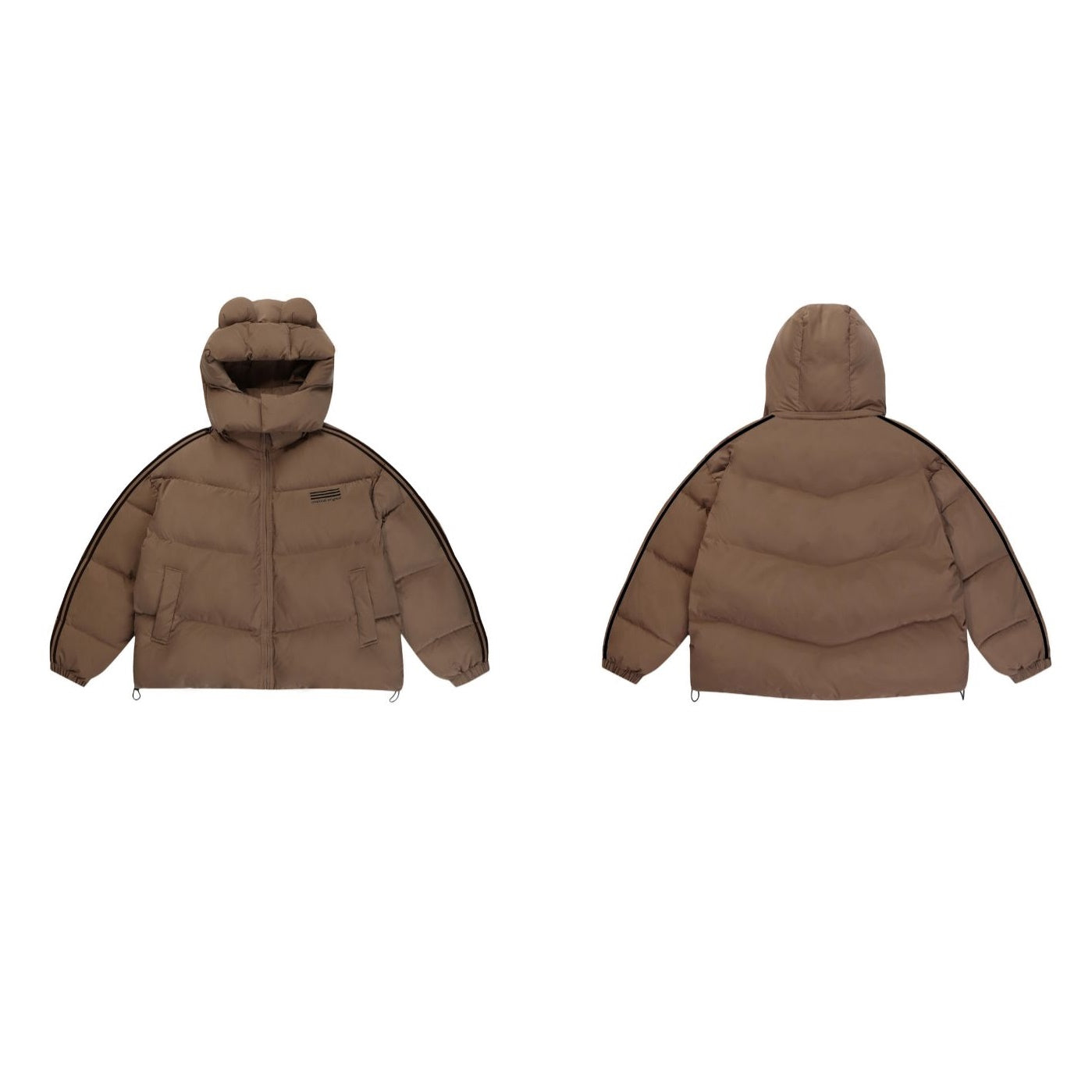 Bear Hooded Three-Bar Design Padded Jacket MB7208