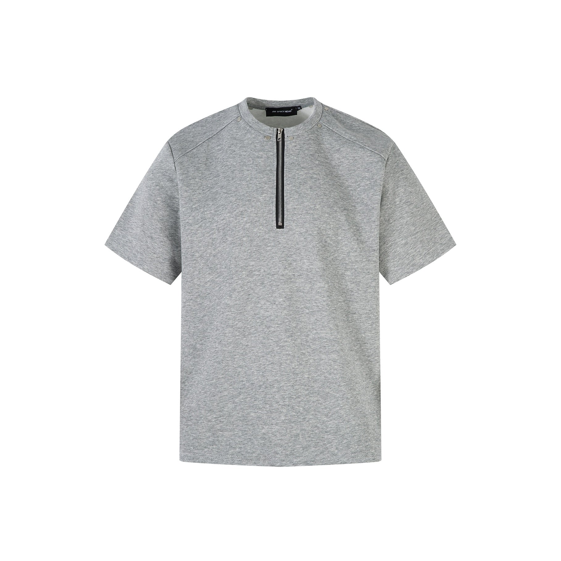 Half Zipper Rivet Design T-Shirt EAT140