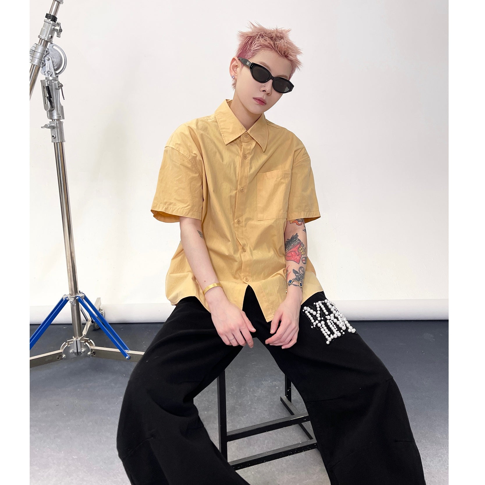 Solid Color Short Sleeve Shirt EAT135