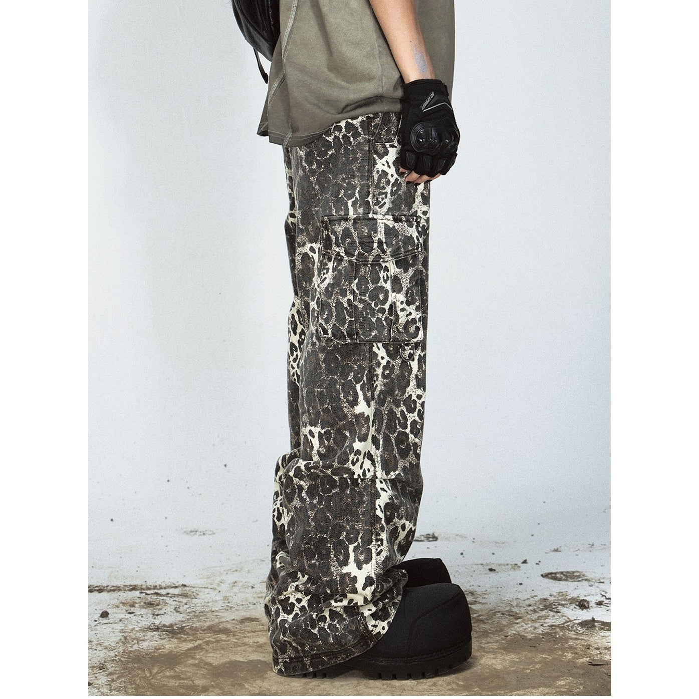 Leopard Print Loose Straight-leg Cargo Pants MB7062