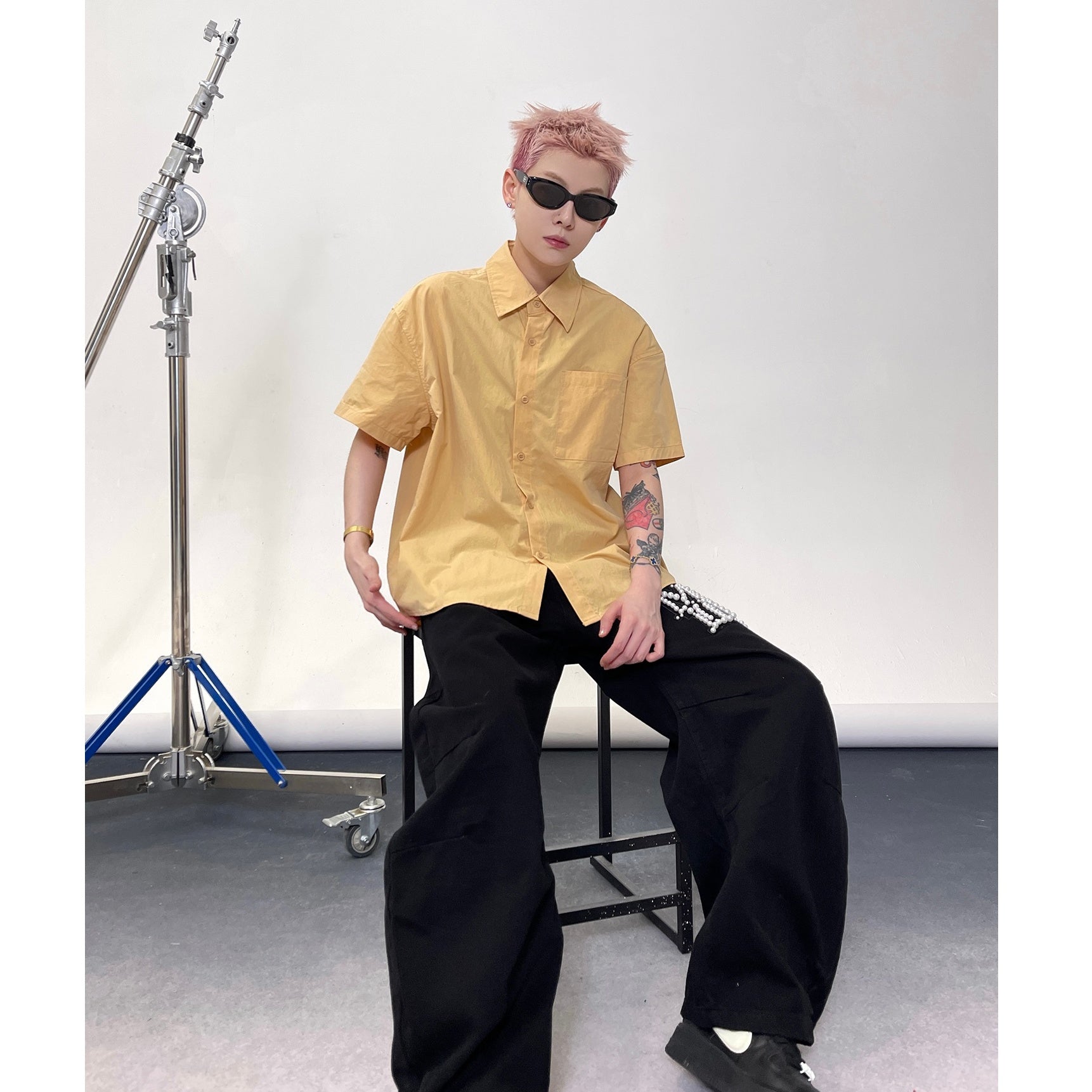 Solid Color Short Sleeve Shirt EAT135