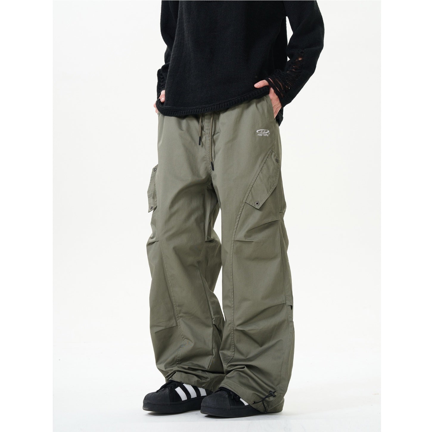 Curve Stitch Switching Pleated Cargo Pants NR7003