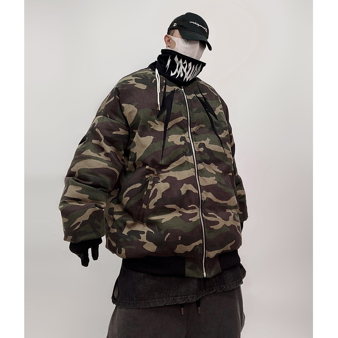 Camouflage Loose Baseball Padded Jacket UU7016