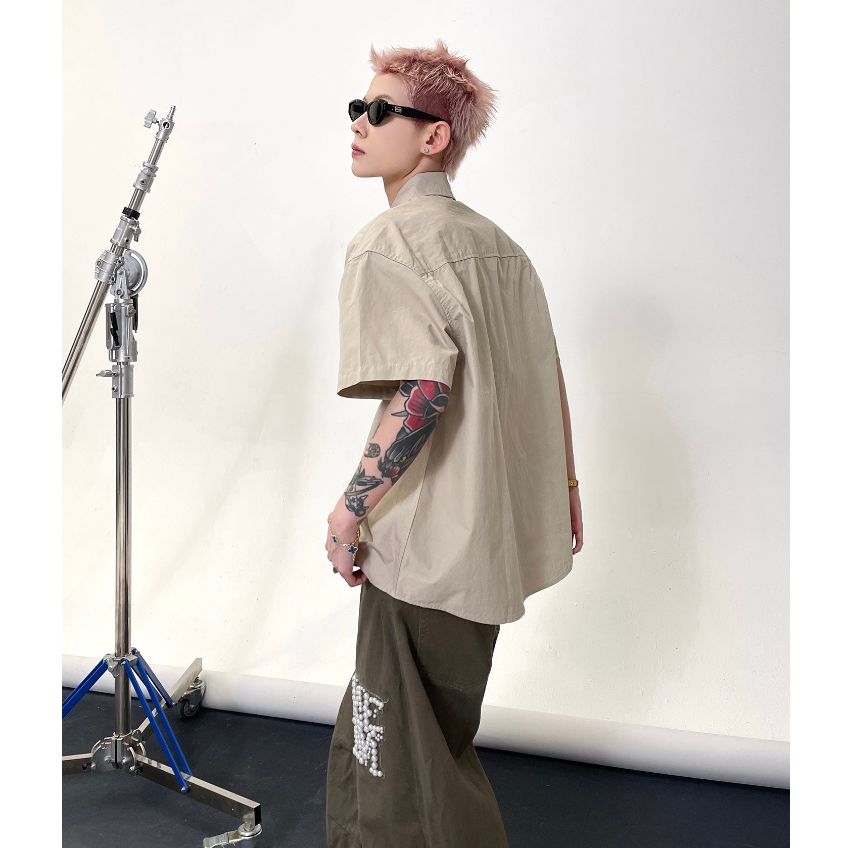 Solid Color Short Sleeve Shirt EAT135