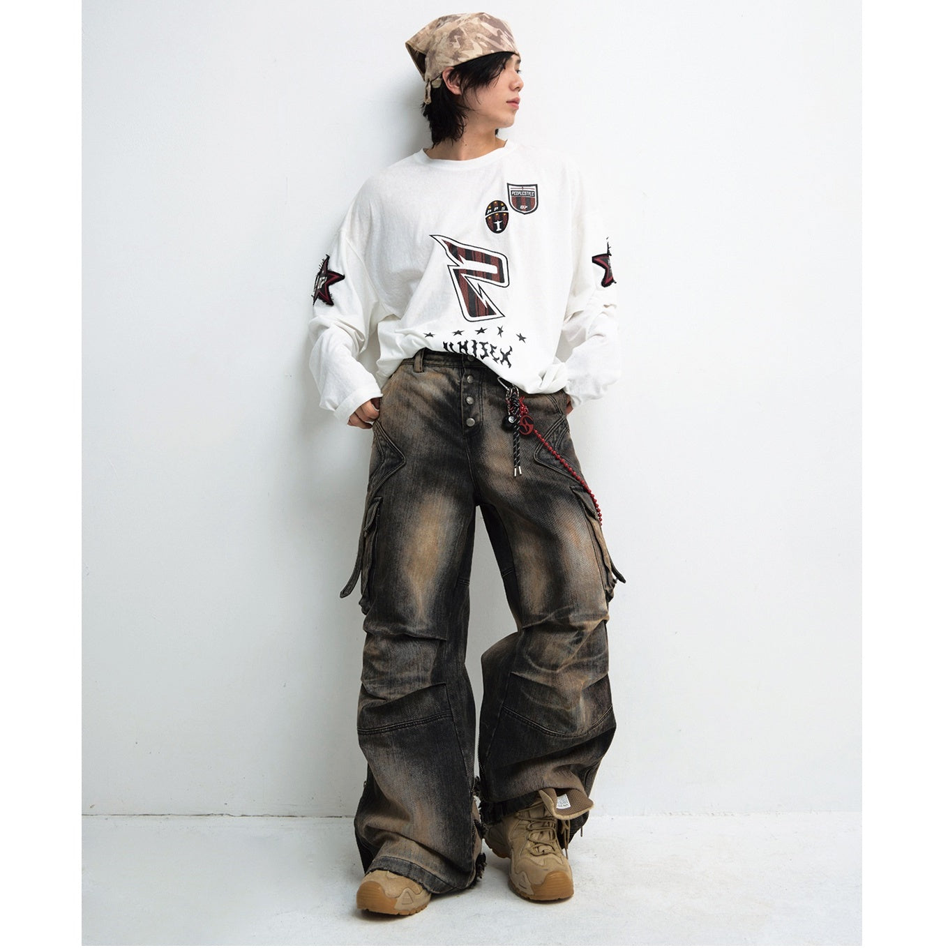 Racing Embroidery Fake Two Long Sleeve T-Shirts MB7319