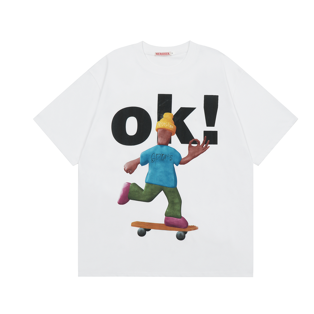 Skateboard Cartoon Print Loose T-Shirt EAT017