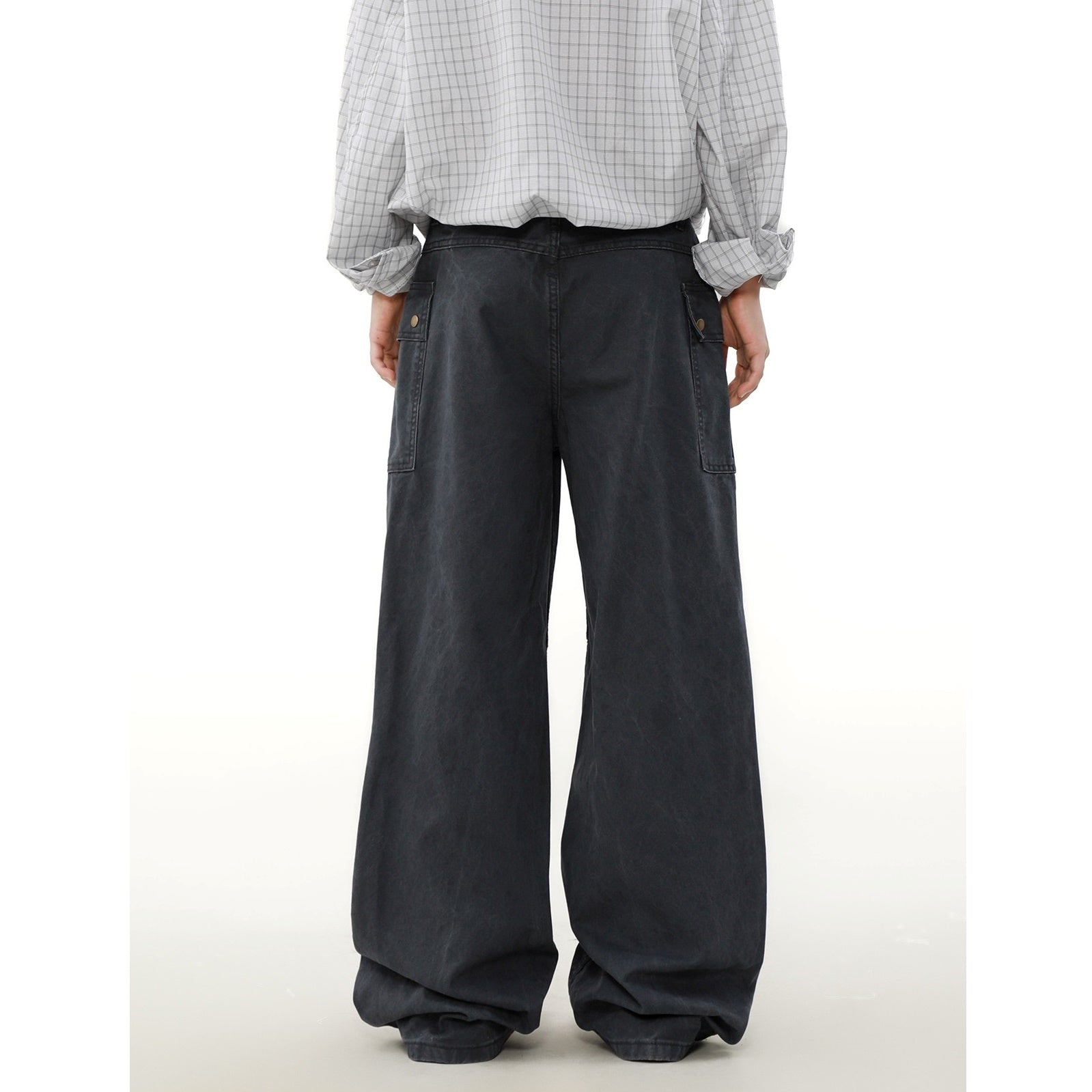 Pleated Design Washed Cargo Pants MB7314