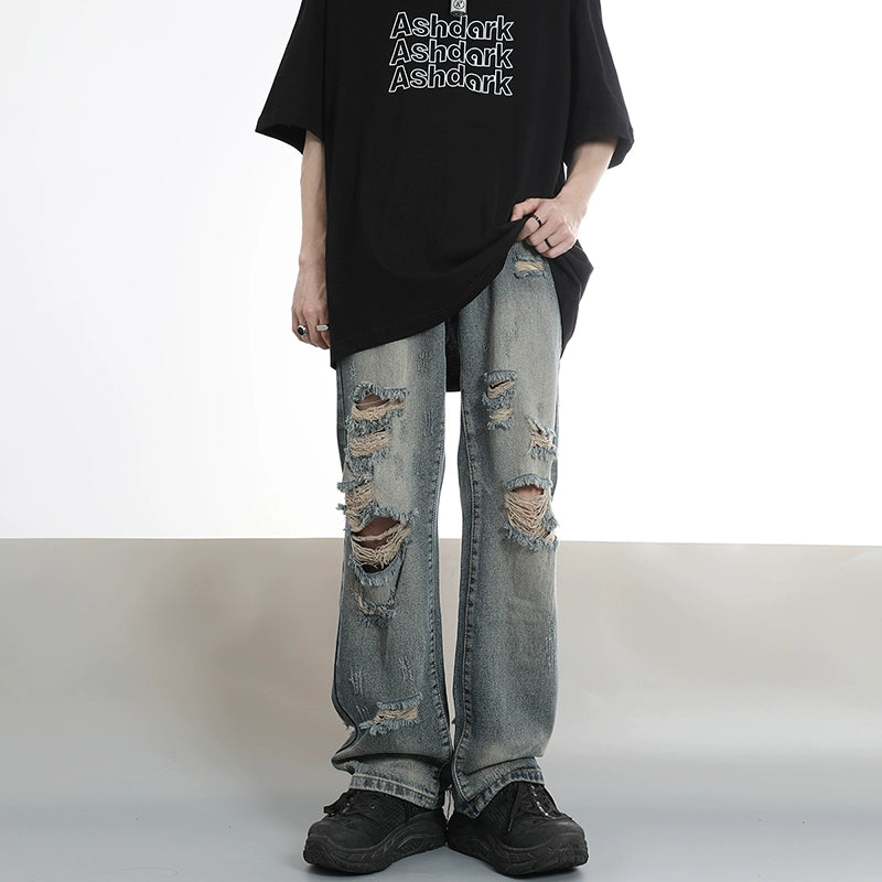 Ripped Loose Straight Jeans MB7008