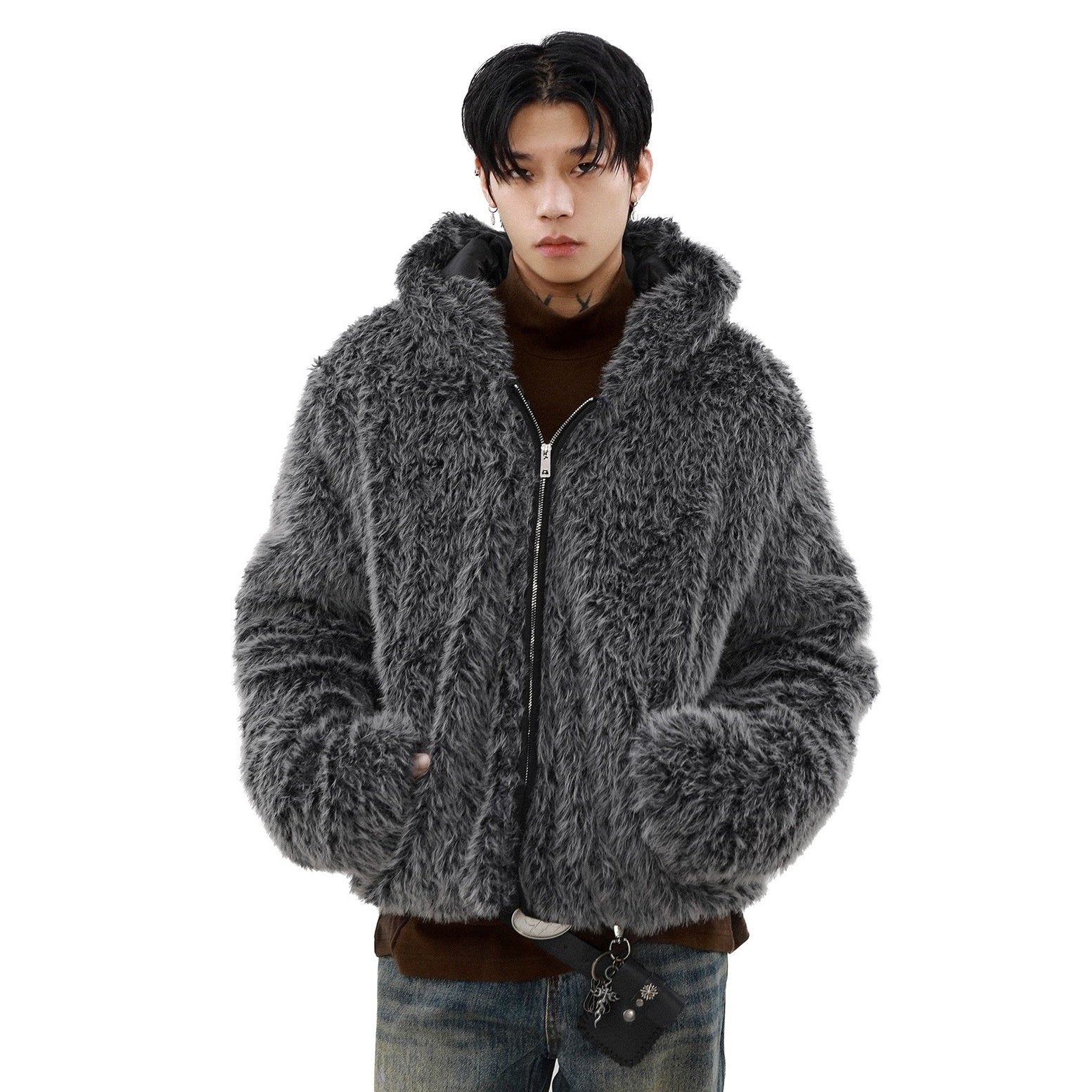 Detachable Fur Collar Fake Fur Jacket MB7298